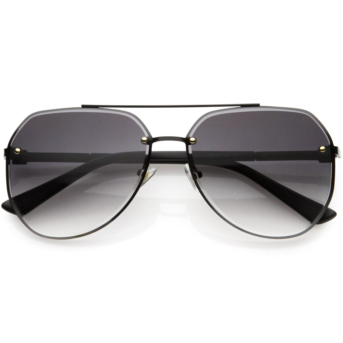 Luxe Rhinestones Temple Accent Bevelled Lens Square Sunglasses D029