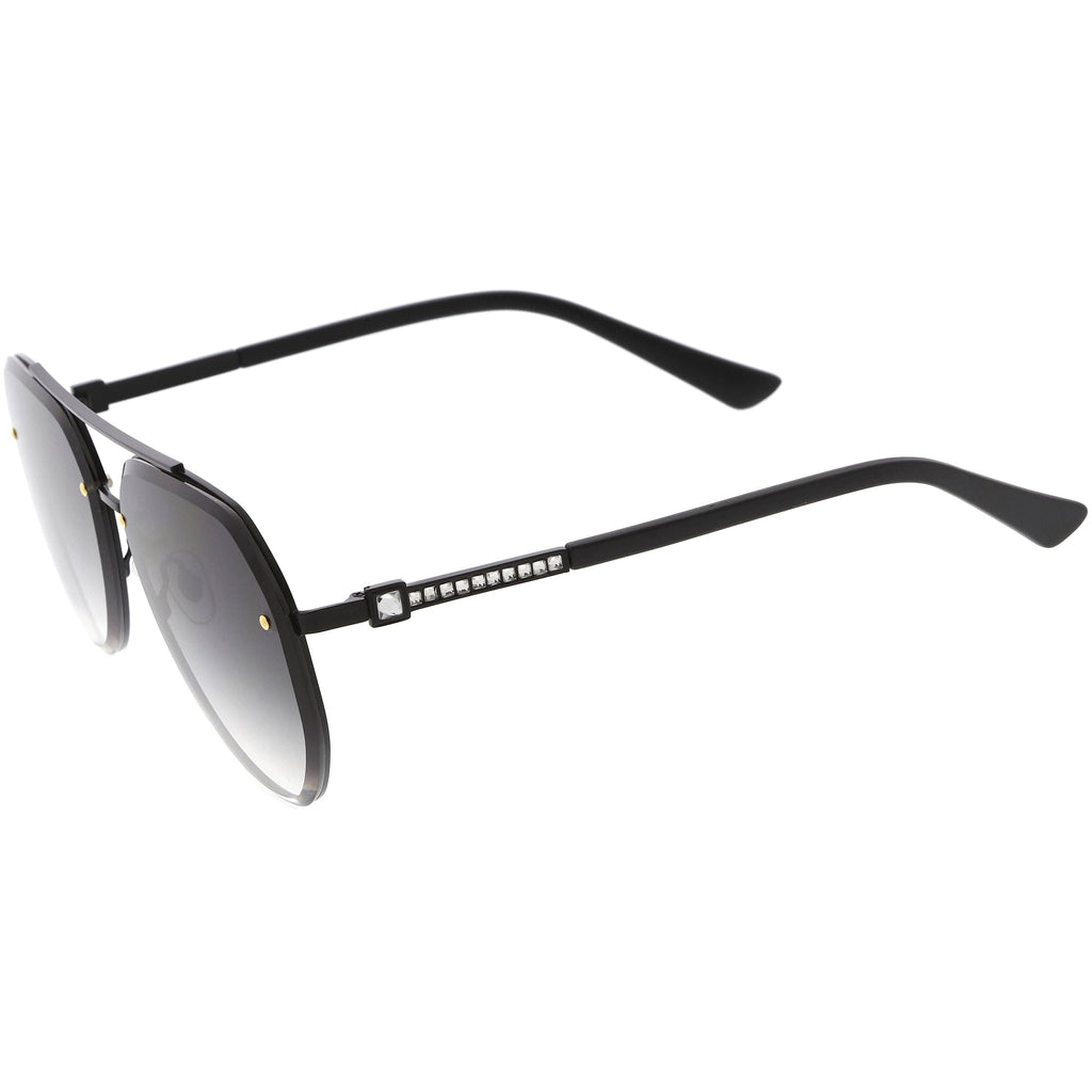 Luxe Rhinestones Temple Accent Bevelled Lens Square Sunglasses D029
