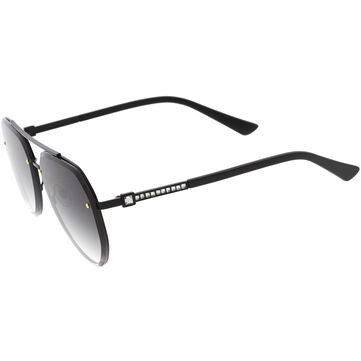 Luxe Rhinestones Temple Accent Bevelled Lens Square Sunglasses D029