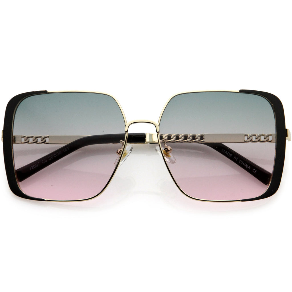 Luxe Oversize Retro Embellished Frame Square Sunglasses D031
