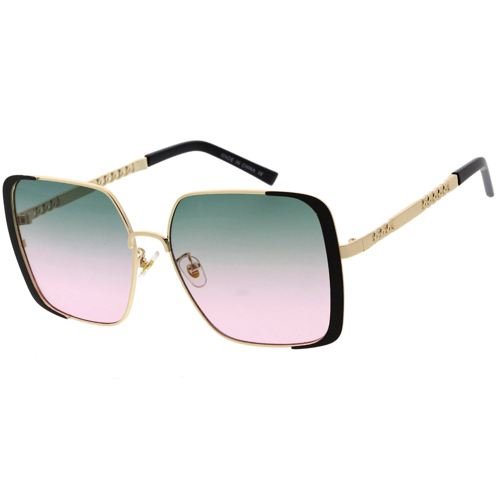 Luxe Oversize Retro Embellished Frame Square Sunglasses D031