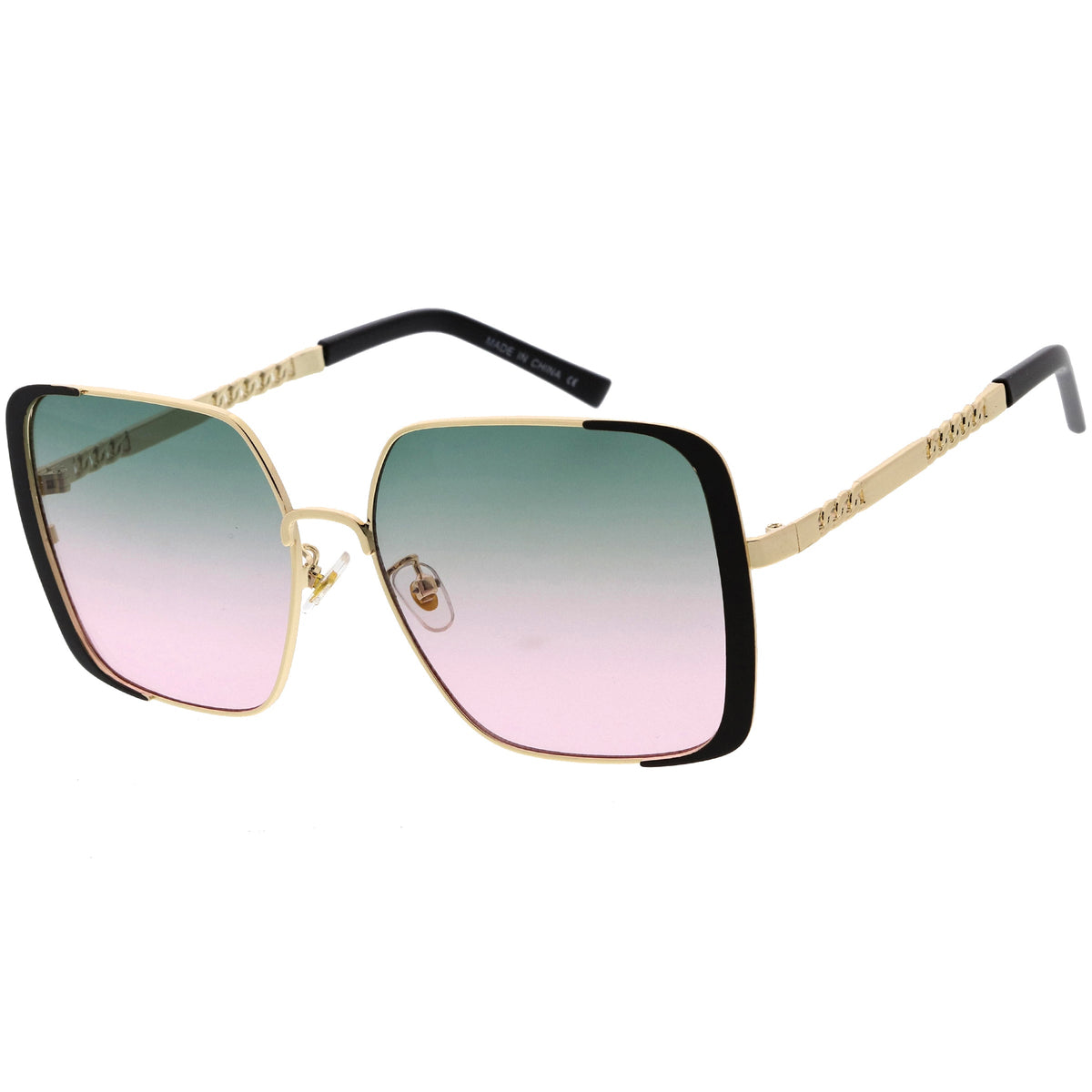 Luxe Oversize Retro Embellished Frame Square Sunglasses D031