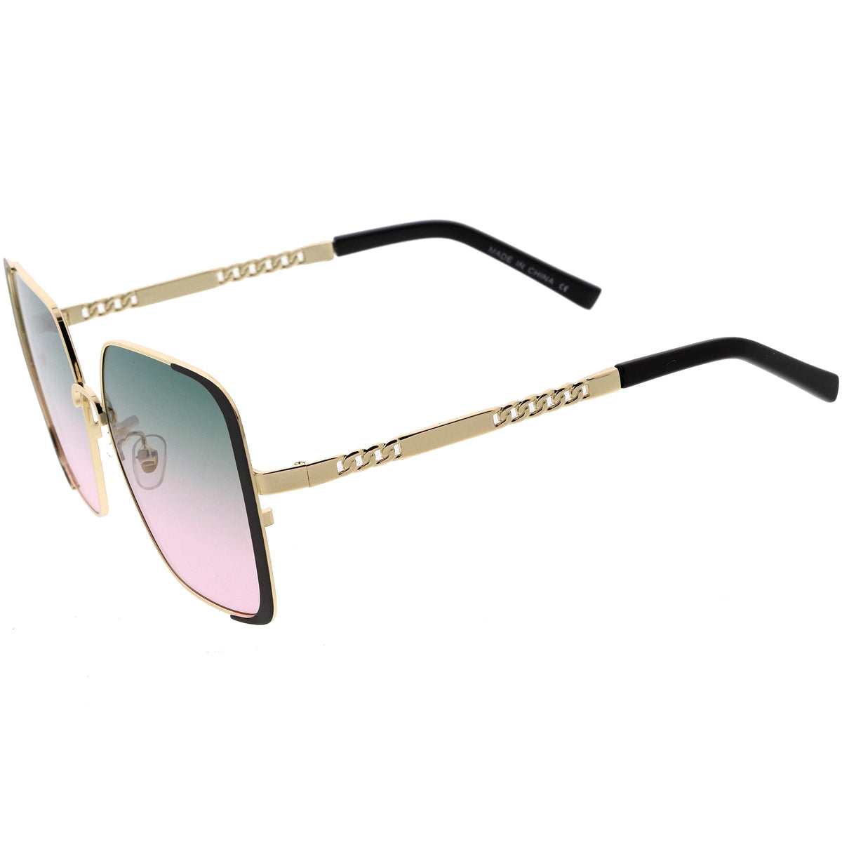Luxe Oversize Retro Embellished Frame Square Sunglasses D031