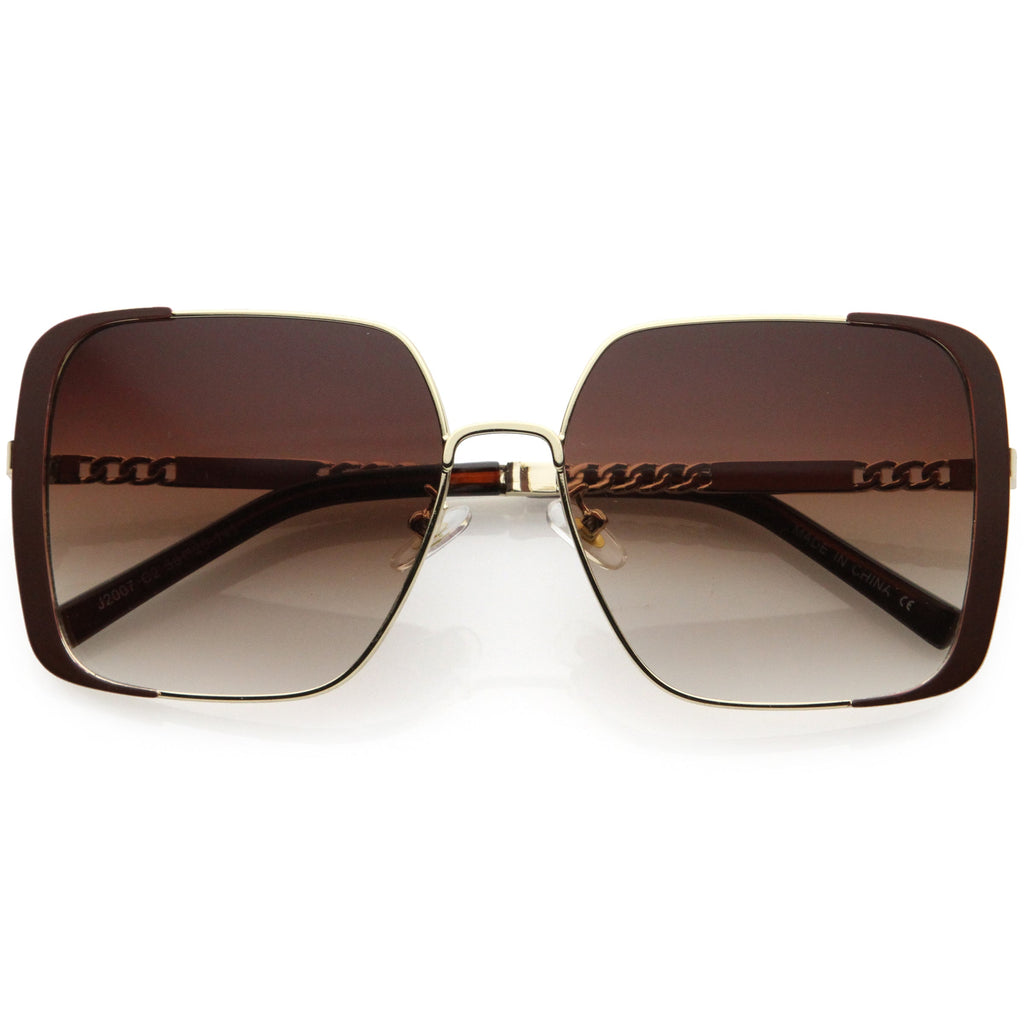 Luxe Oversize Retro Embellished Frame Square Sunglasses D031