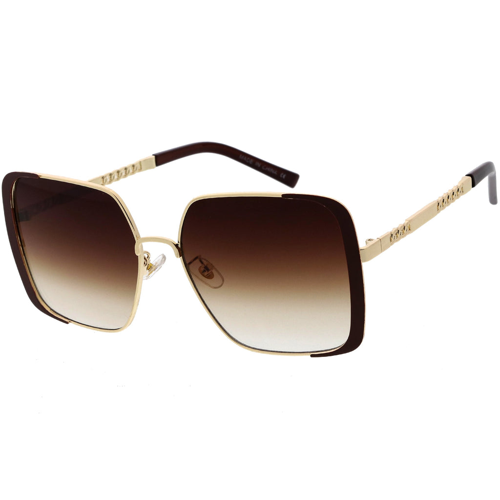 Luxe Oversize Retro Embellished Frame Square Sunglasses D031