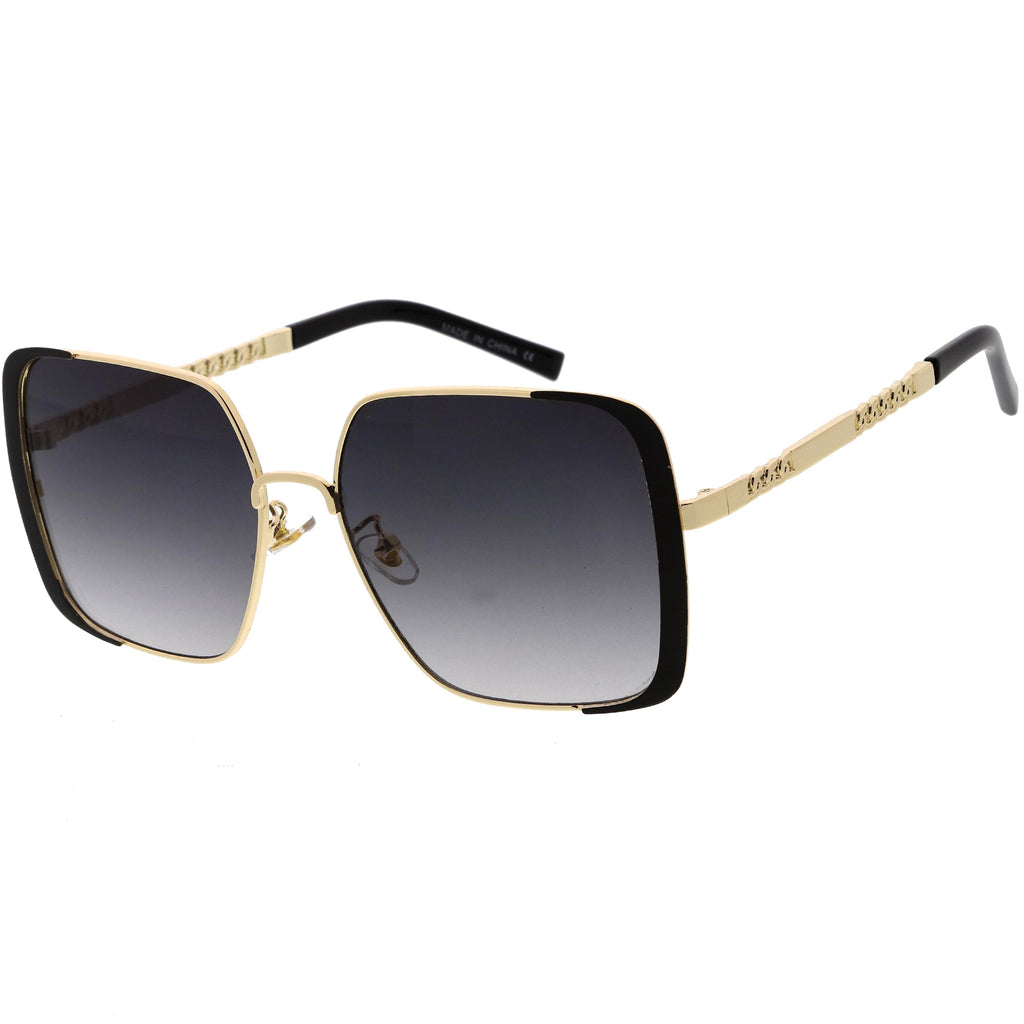 Luxe Oversize Retro Embellished Frame Square Sunglasses D031