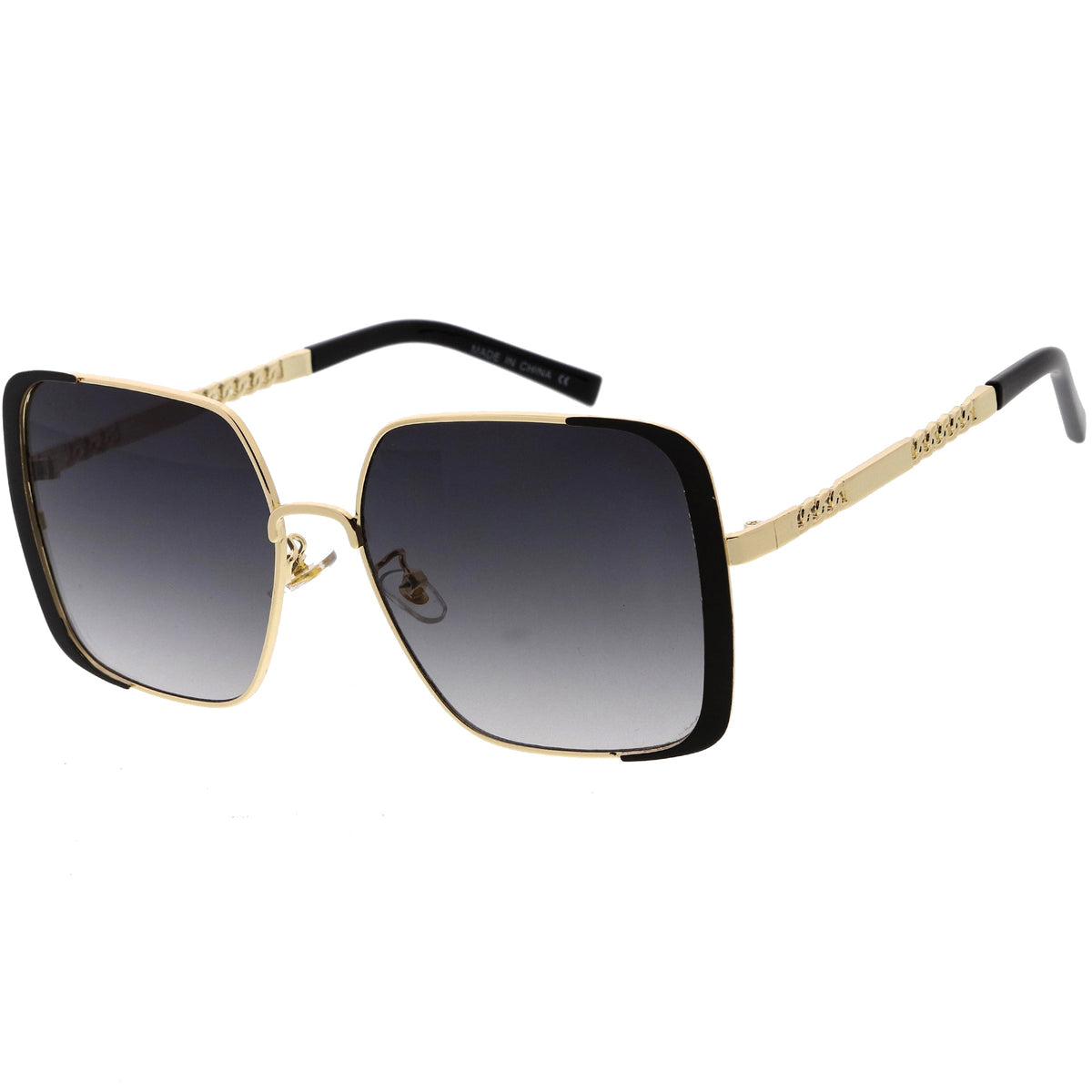 Luxe Oversize Retro Embellished Frame Square Sunglasses D031