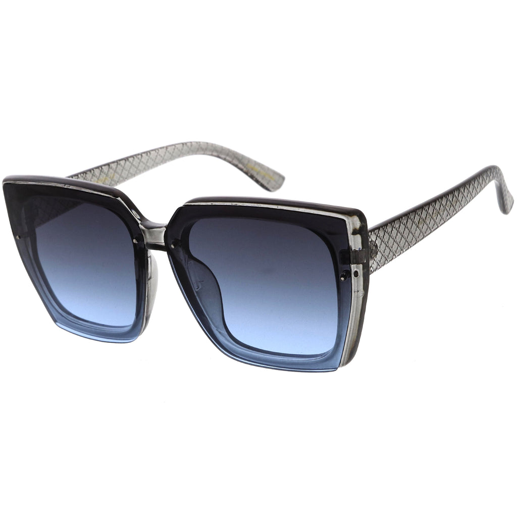 Glamorous Chic Designer-Inspired Argyle Embossed Arms Oversized Square Sunglasses D035