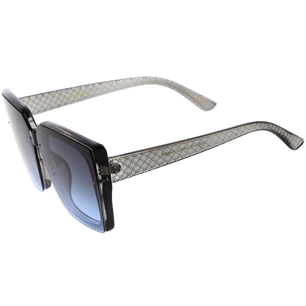 Glamorous Chic Designer-Inspired Argyle Embossed Arms Oversized Square Sunglasses D035