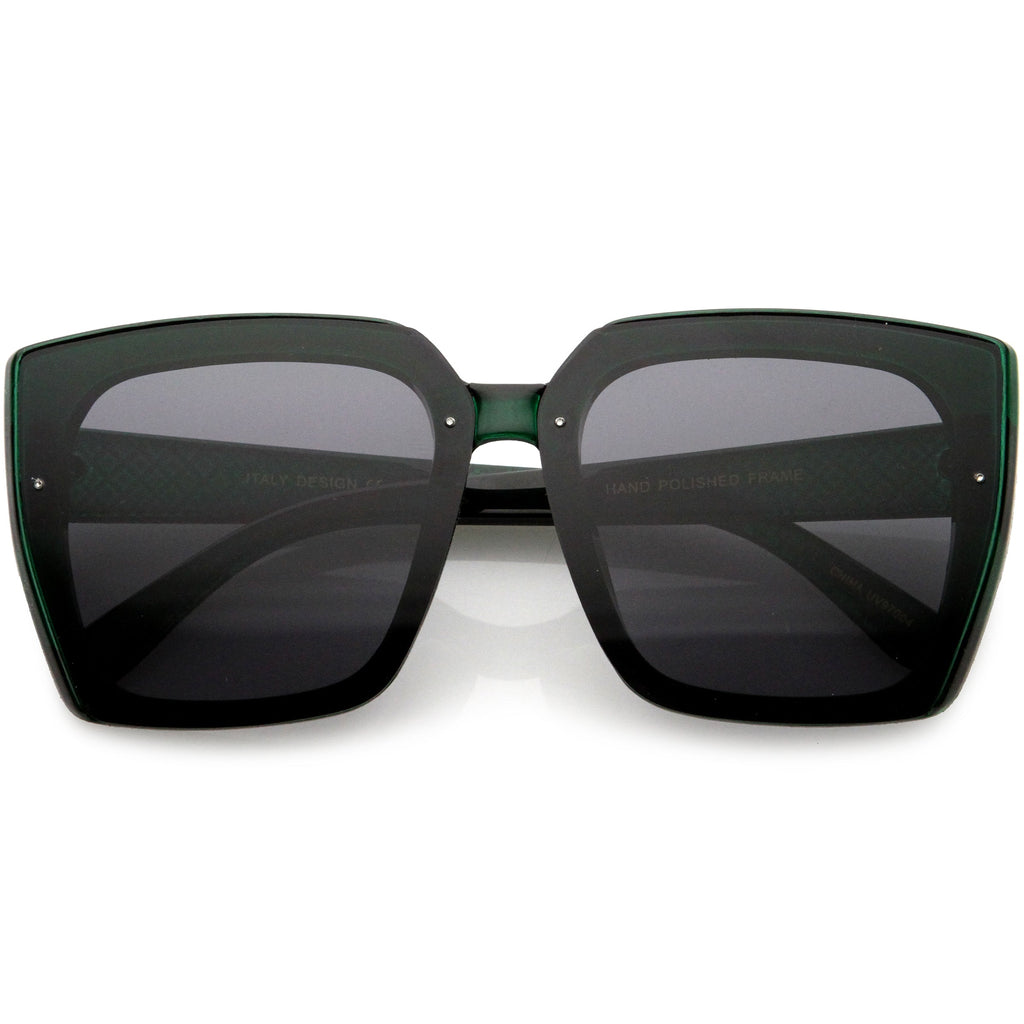 Glamorous Chic Designer-Inspired Argyle Embossed Arms Oversized Square Sunglasses D035