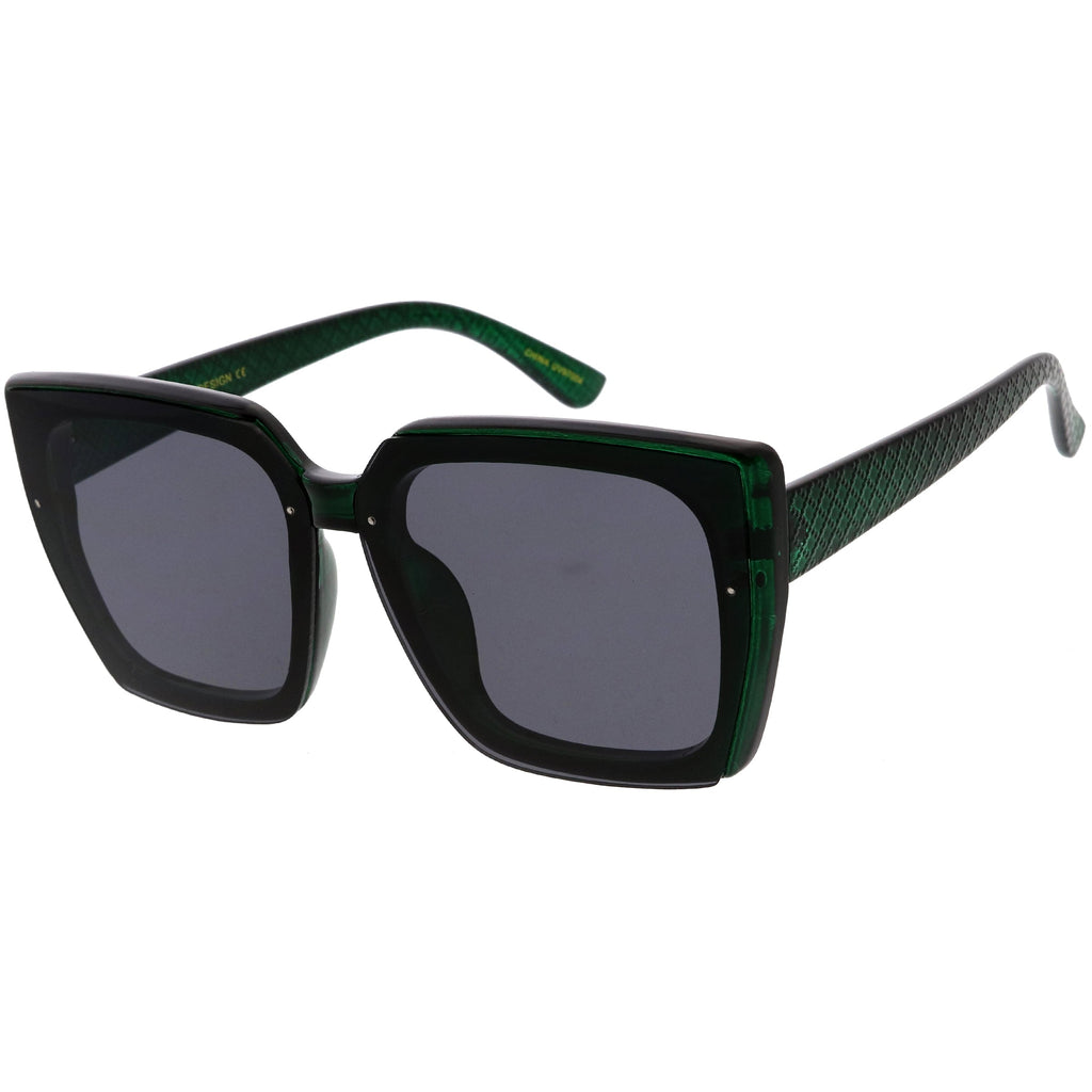 Glamorous Chic Designer-Inspired Argyle Embossed Arms Oversized Square Sunglasses D035