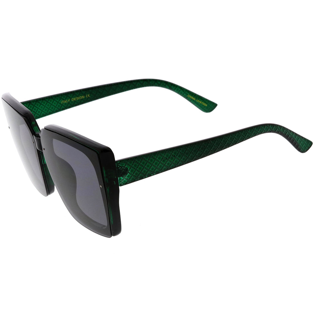 Glamorous Chic Designer-Inspired Argyle Embossed Arms Oversized Square Sunglasses D035