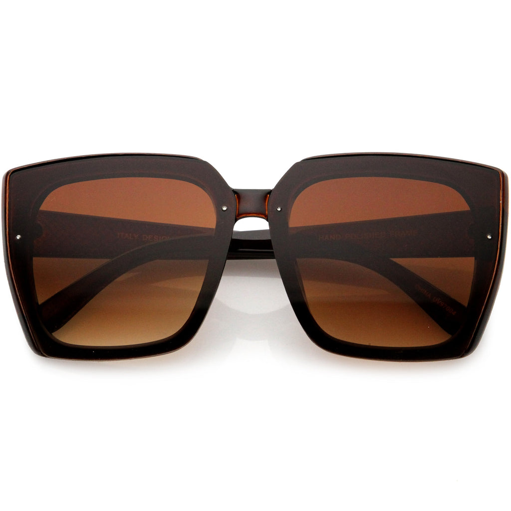 Glamorous Chic Designer-Inspired Argyle Embossed Arms Oversized Square Sunglasses D035