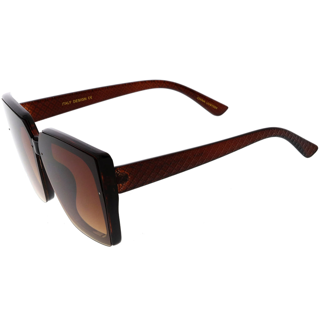 Glamorous Chic Designer-Inspired Argyle Embossed Arms Oversized Square Sunglasses D035