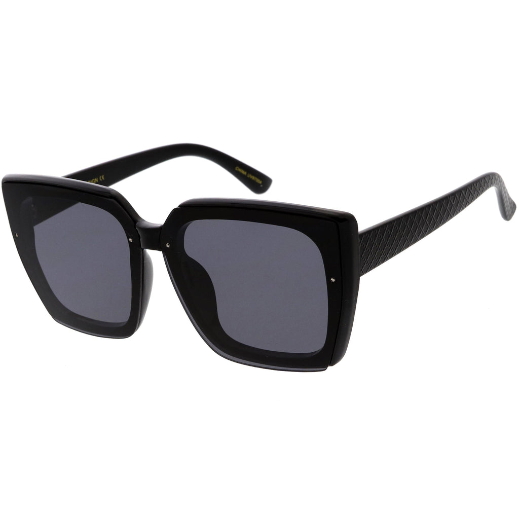 Glamorous Chic Designer-Inspired Argyle Embossed Arms Oversized Square Sunglasses D035