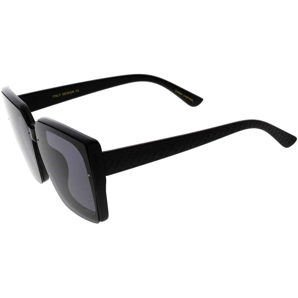 Glamorous Chic Designer-Inspired Argyle Embossed Arms Oversized Square Sunglasses D035