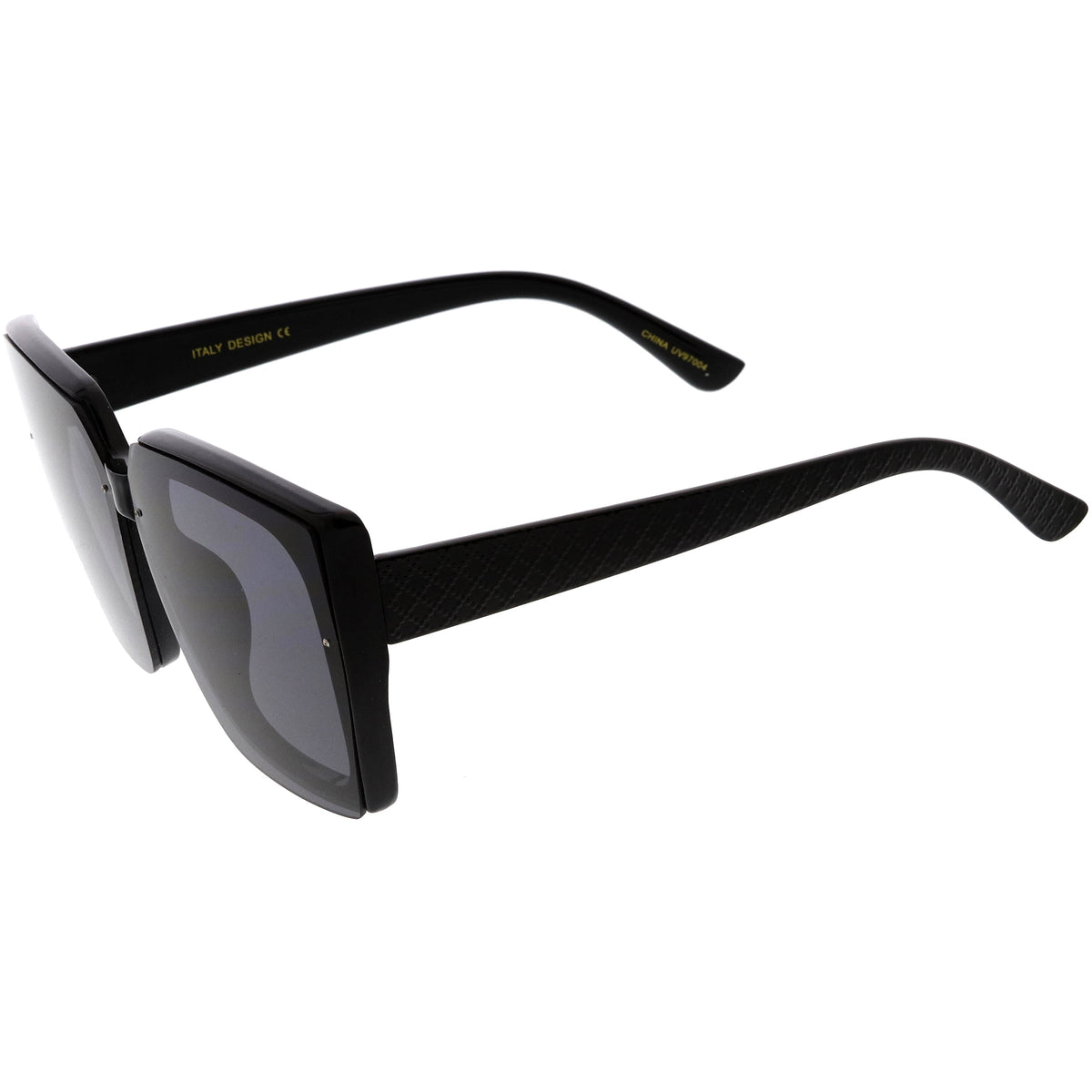 Glamorous Chic Designer-Inspired Argyle Embossed Arms Oversized Square Sunglasses D035