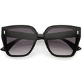 Posh Oversize Two-Tone Metal Nose Bridge Temple Rivet Accent Cat Eye Sunglasses D036