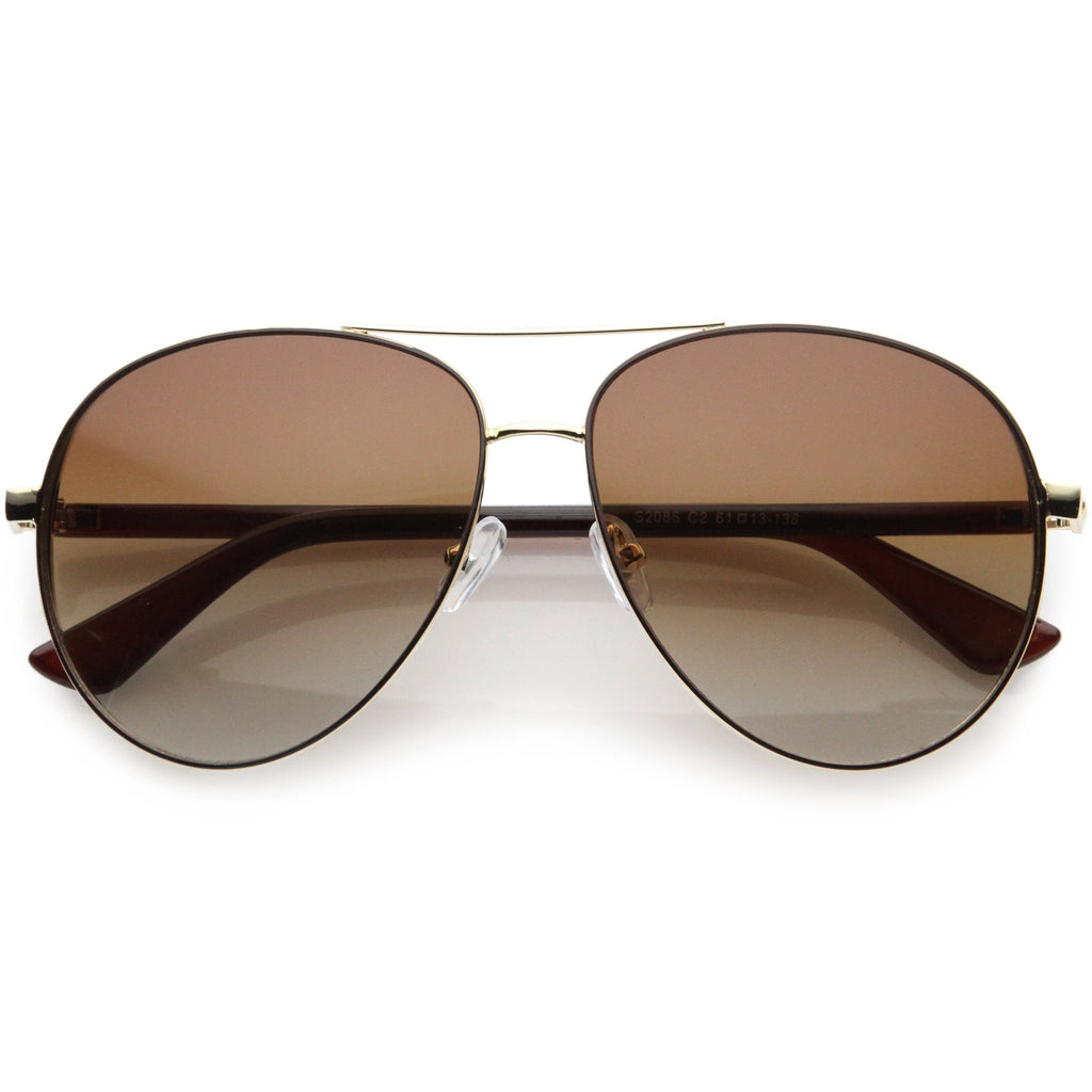 Luxe Oversize Pilot Two-Tone Double Metal Side Cover Cut Out Aviator Sunglasses D054