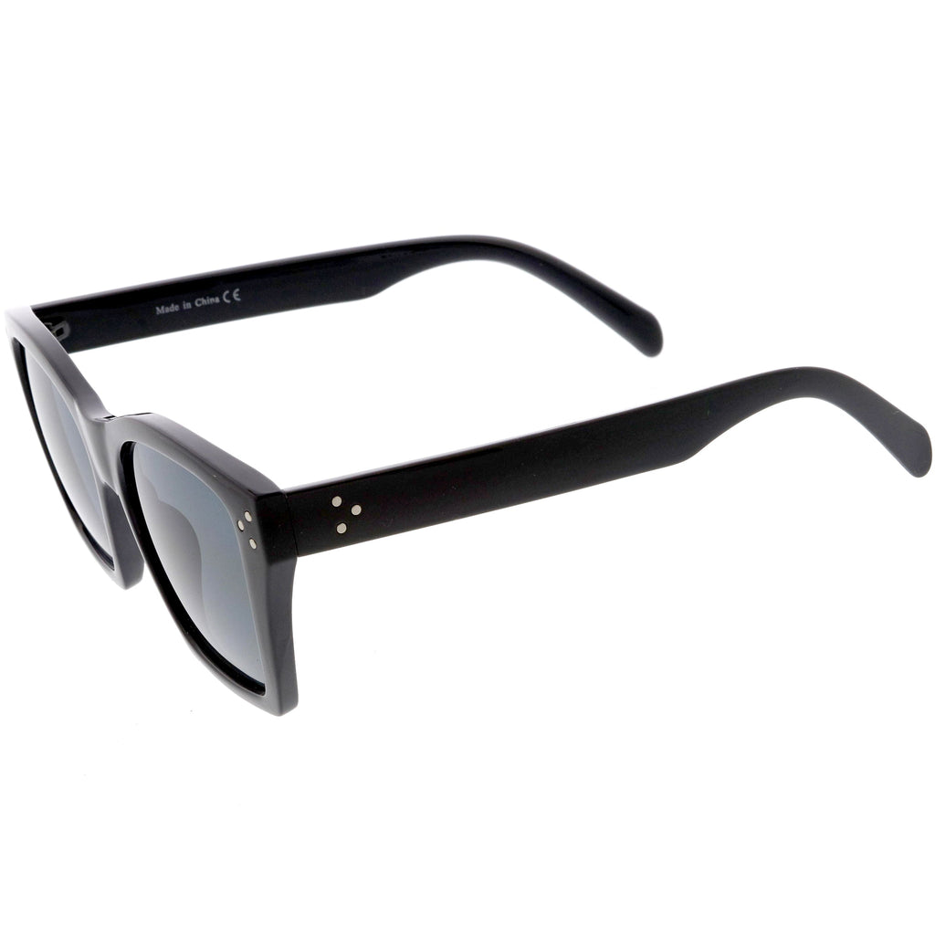 Classy Temple Accent Neutral Colored Square Bottom Horn Rimmed Sunglasses D060