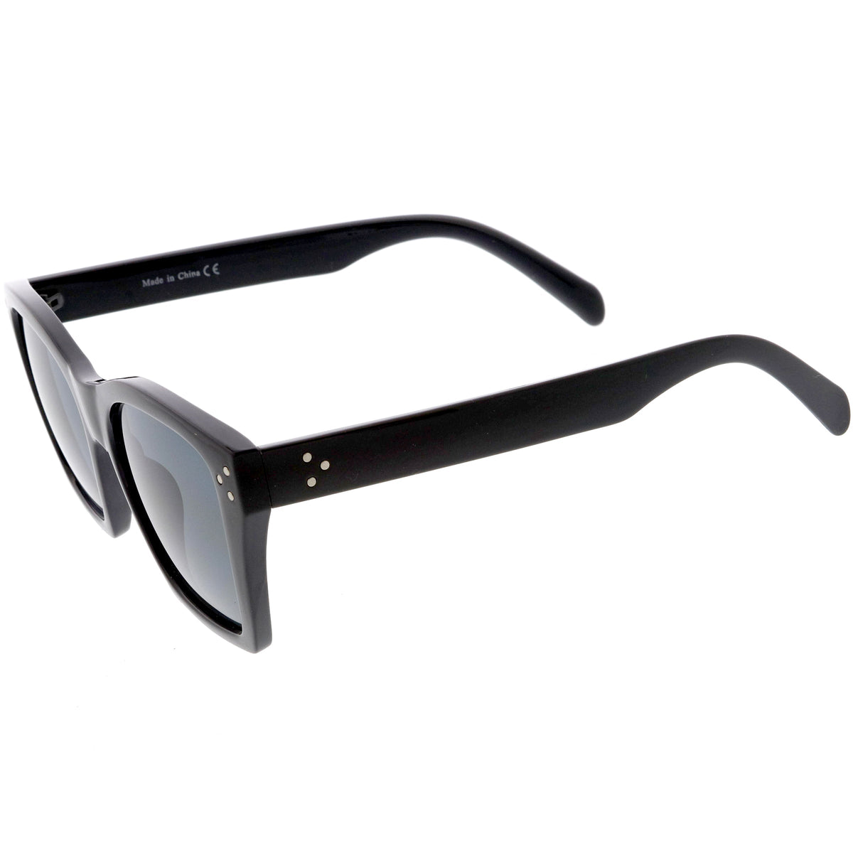 Classy Temple Accent Neutral Colored Square Bottom Horn Rimmed Sunglasses D060