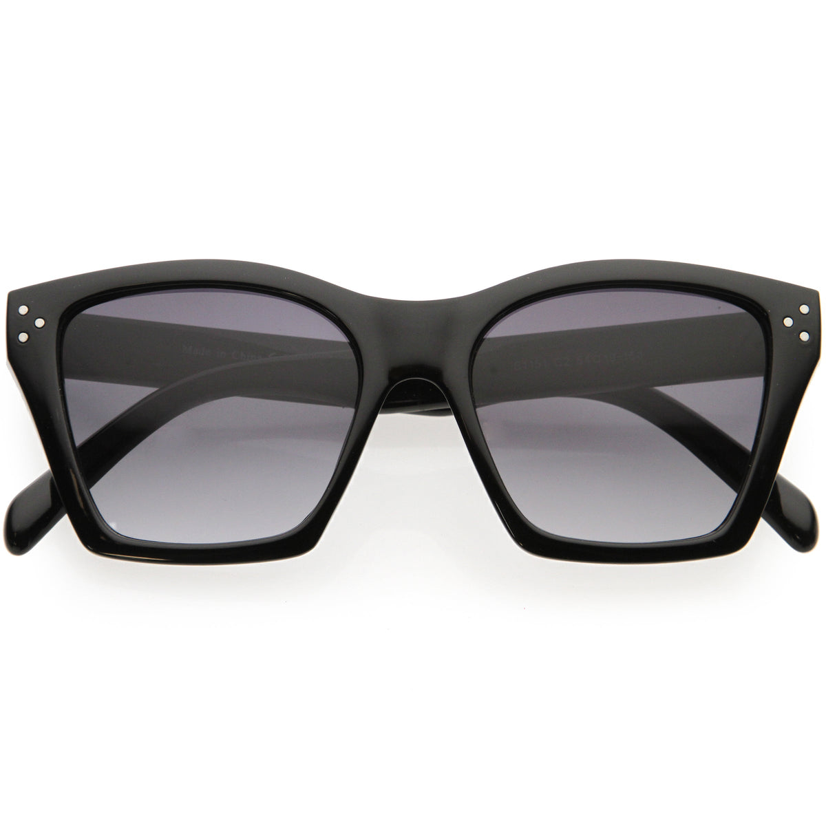 Classy Temple Accent Neutral Colored Square Bottom Horn Rimmed Sunglasses D060