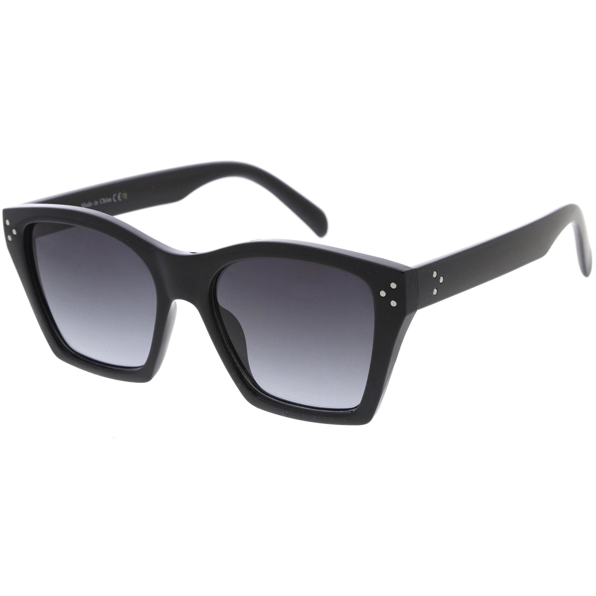 Classy Temple Accent Neutral Colored Square Bottom Horn Rimmed Sunglasses D060