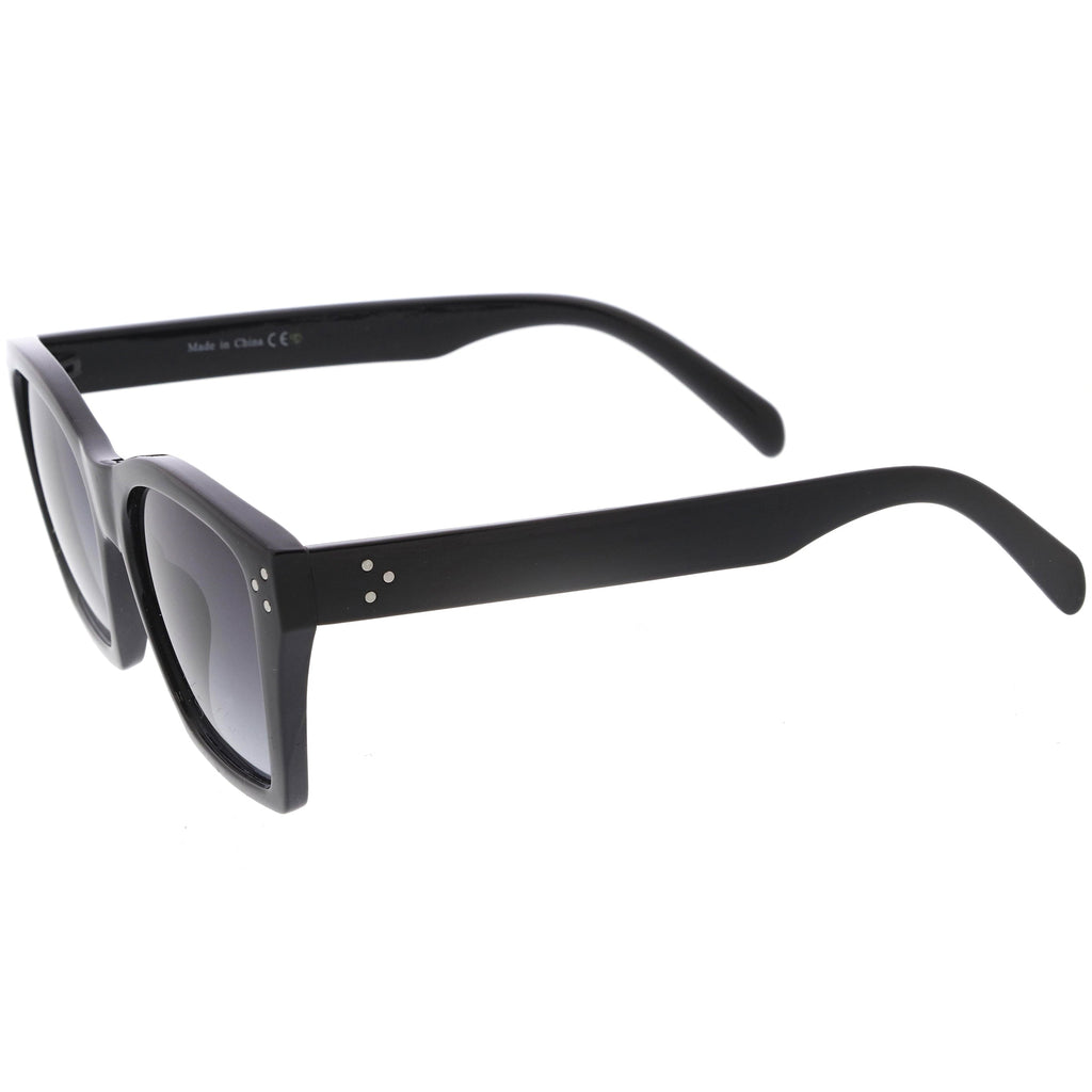Classy Temple Accent Neutral Colored Square Bottom Horn Rimmed Sunglasses D060