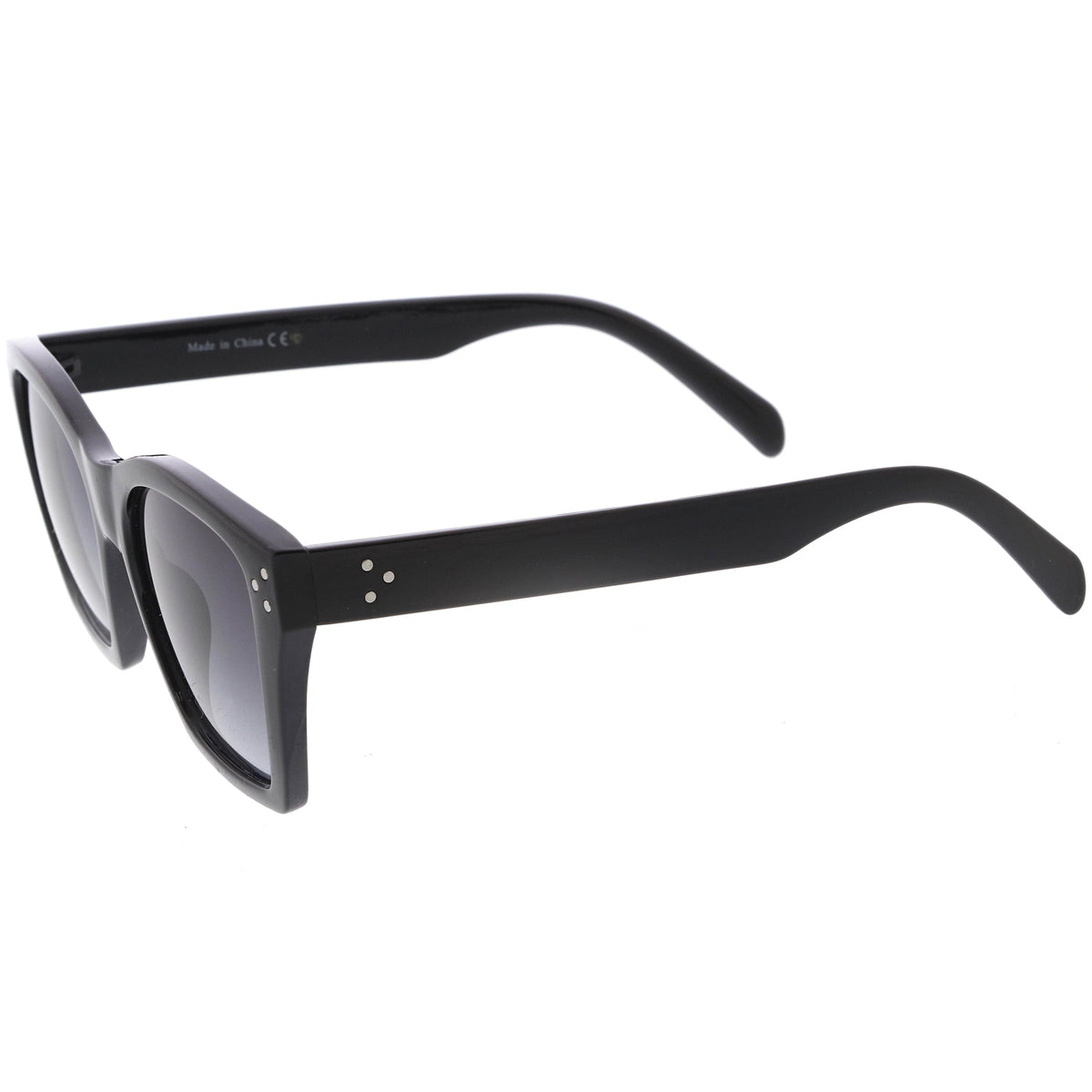 Classy Temple Accent Neutral Colored Square Bottom Horn Rimmed Sunglasses D060