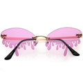 Oozing Melting Effect Color Tinted Lens Oval Rimless Drip Sunglasses D072