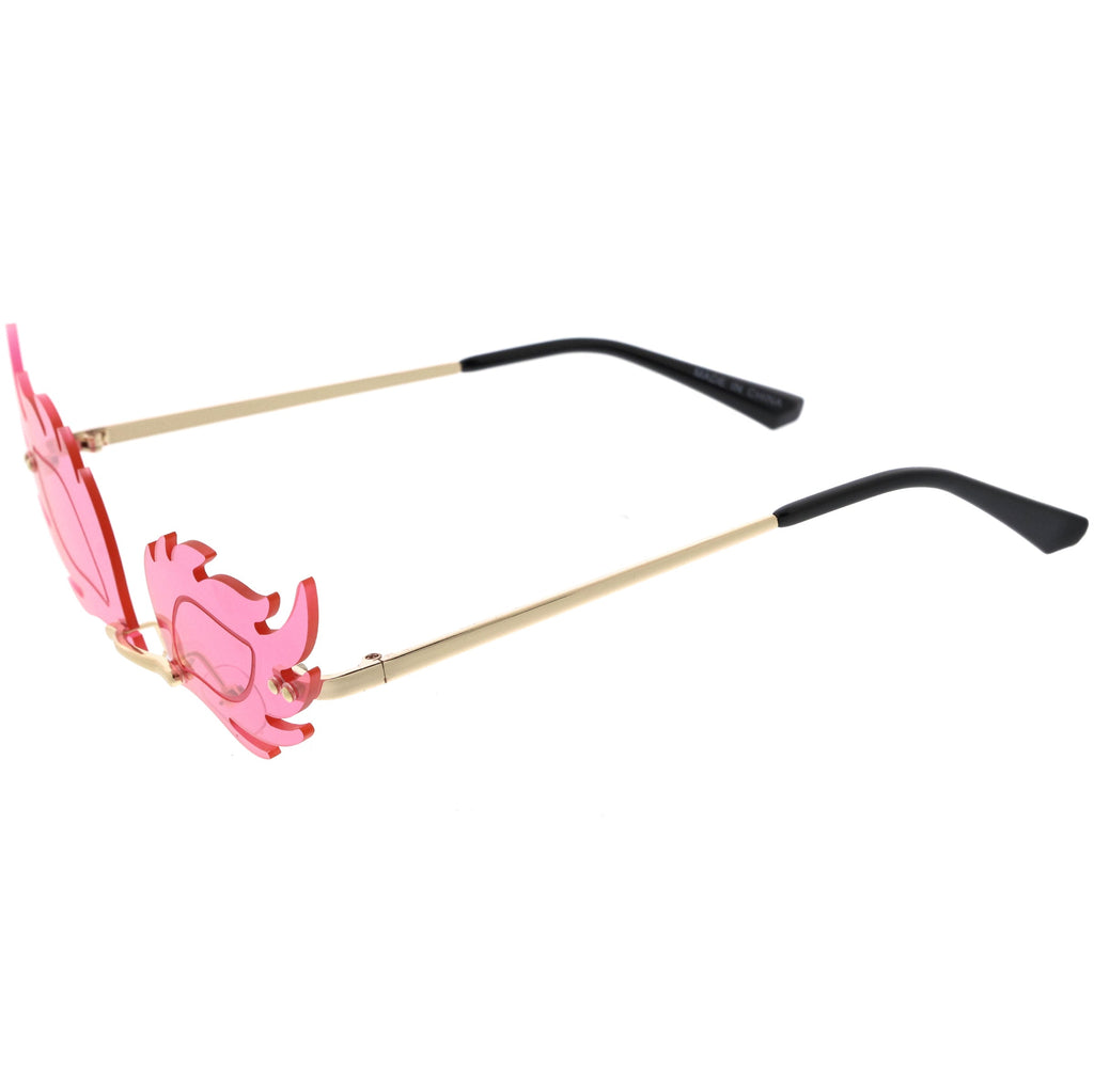 Aesthetically Elegant Fire Bevelled Masquerade Detail Flame Shaped Sunglasses D076