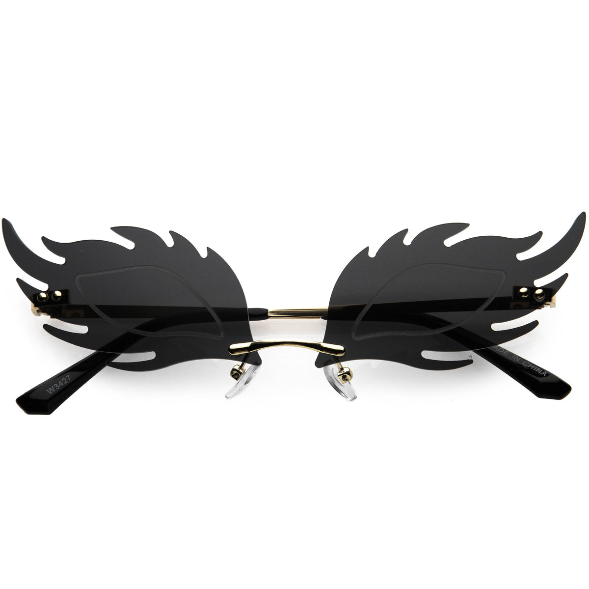 Aesthetically Elegant Fire Bevelled Masquerade Detail Flame Shaped Sunglasses D076