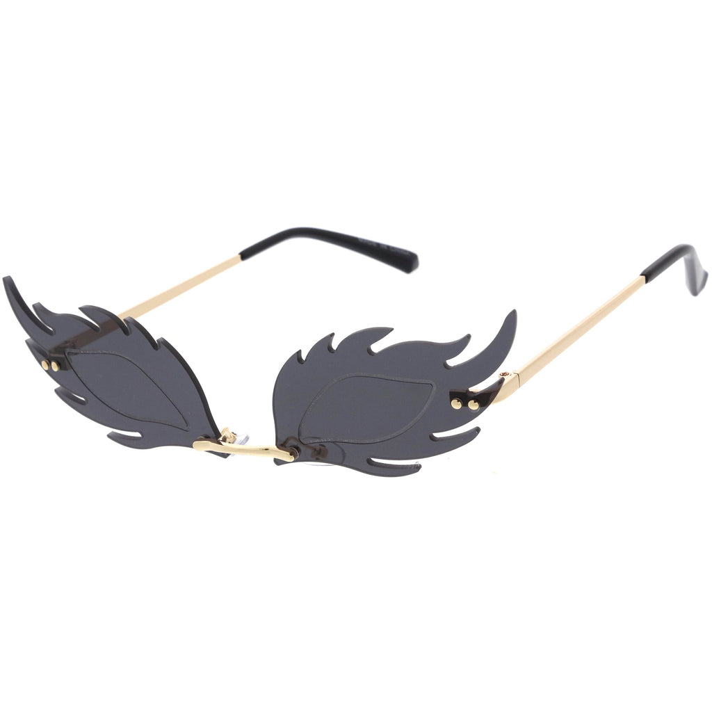 Aesthetically Elegant Fire Bevelled Masquerade Detail Flame Shaped Sunglasses D076