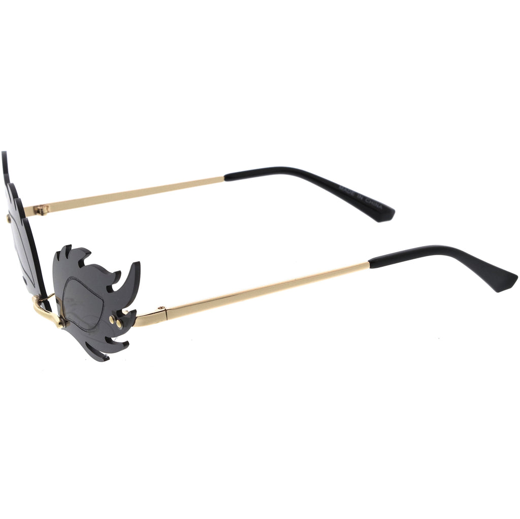 Aesthetically Elegant Fire Bevelled Masquerade Detail Flame Shaped Sunglasses D076