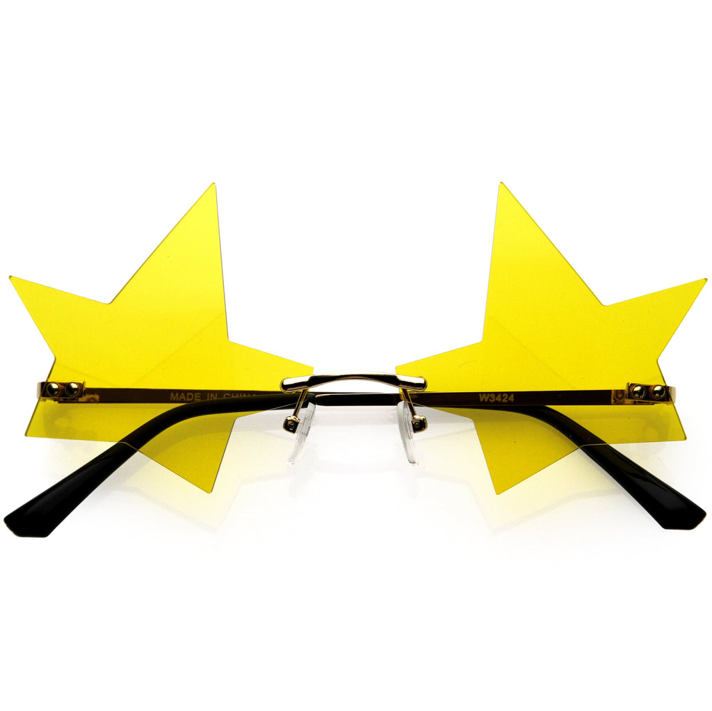 Chic Tinted Star Design Rimless Metal Frame Stars Sunglasses D083