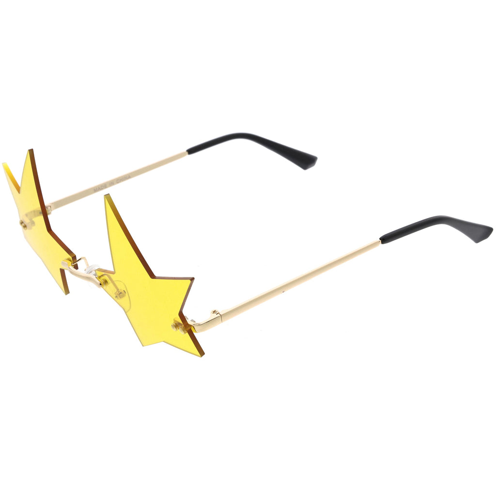 Chic Tinted Star Design Rimless Metal Frame Stars Sunglasses D083