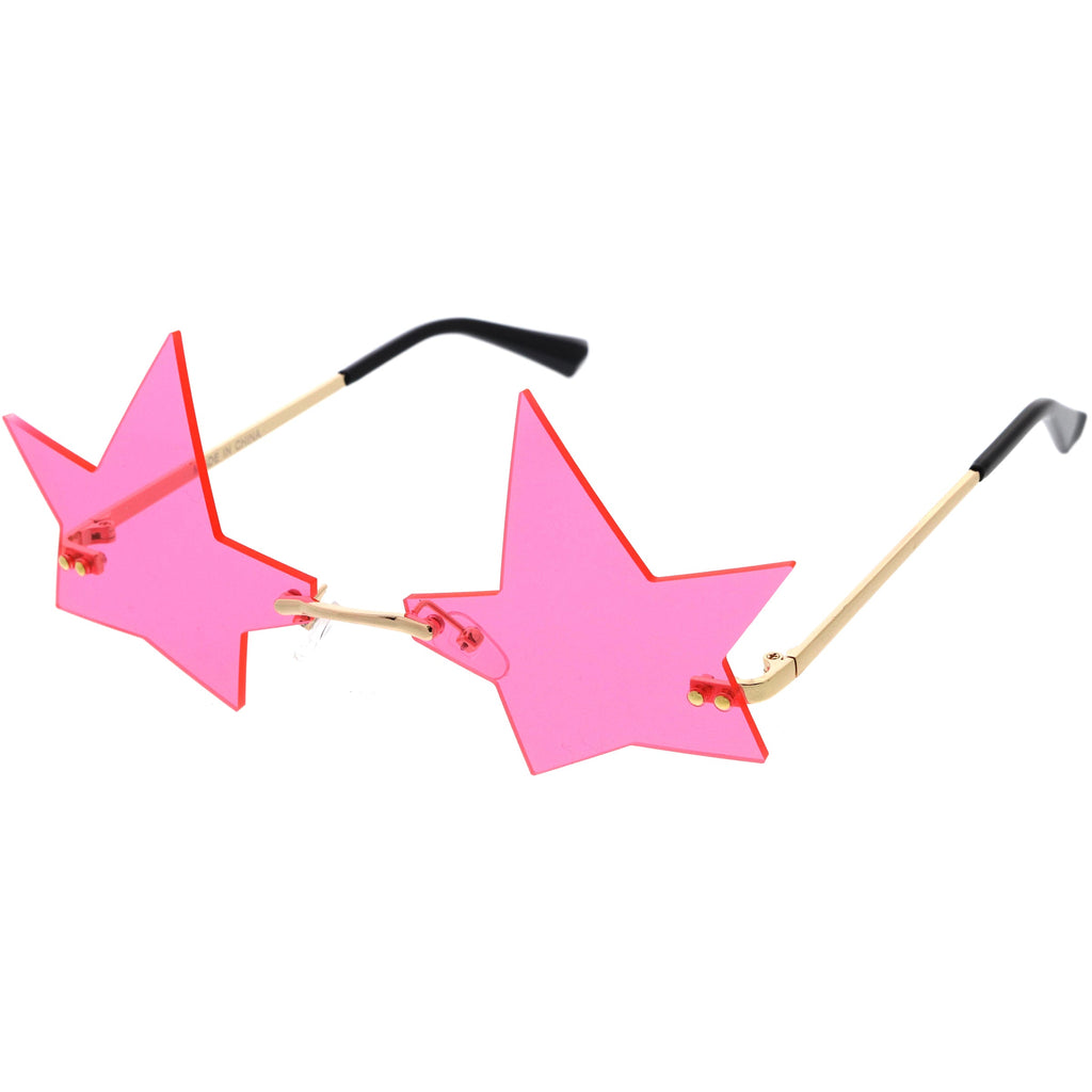 Chic Tinted Star Design Rimless Metal Frame Stars Sunglasses D083