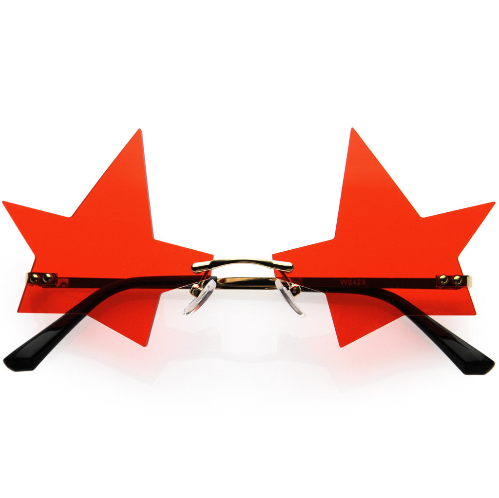 Chic Tinted Star Design Rimless Metal Frame Stars Sunglasses D083