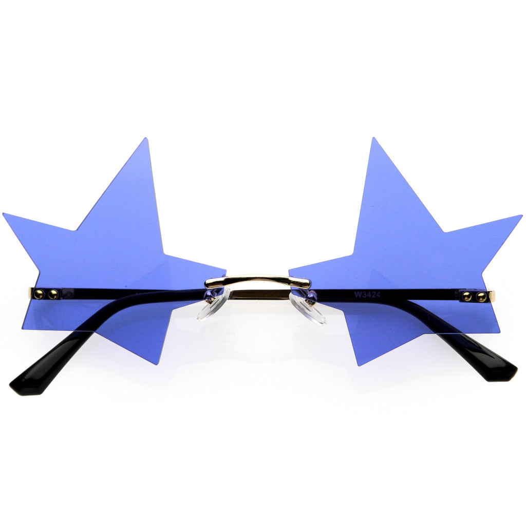 Chic Tinted Star Design Rimless Metal Frame Stars Sunglasses D083