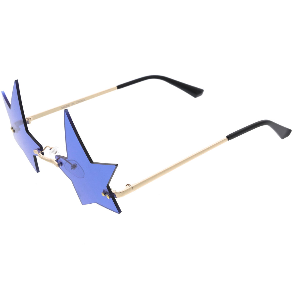 Chic Tinted Star Design Rimless Metal Frame Stars Sunglasses D083