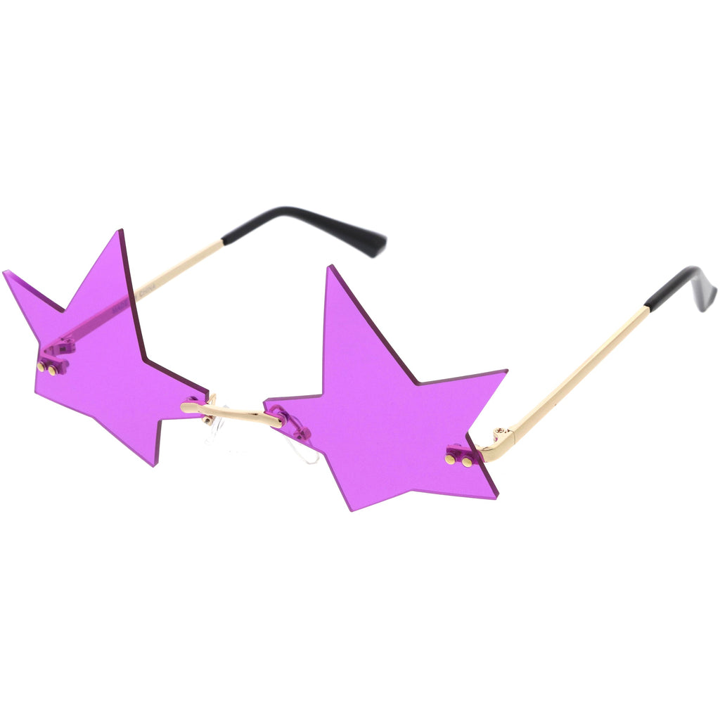 Chic Tinted Star Design Rimless Metal Frame Stars Sunglasses D083