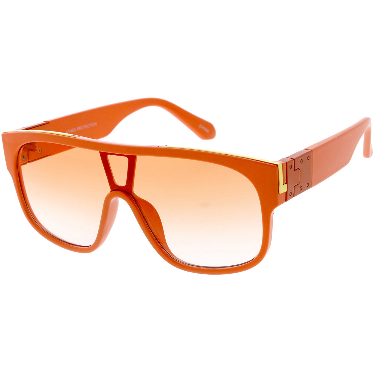 Sleek Oversize Color Tinted Square Lens Flat Top Shield Sunglasses D097