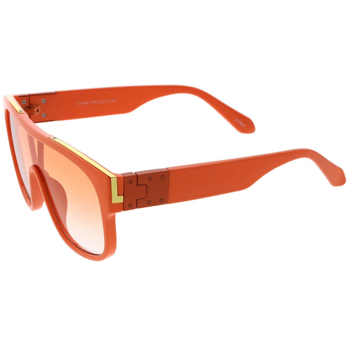 Sleek Oversize Color Tinted Square Lens Flat Top Shield Sunglasses D097