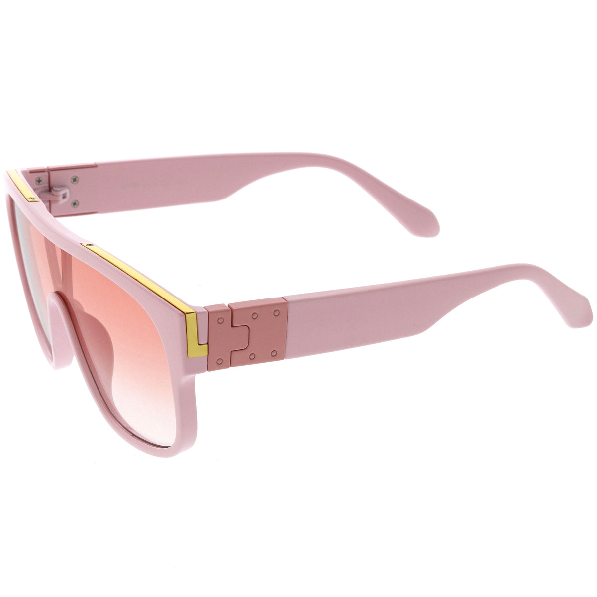 Sleek Oversize Color Tinted Square Lens Flat Top Shield Sunglasses D097