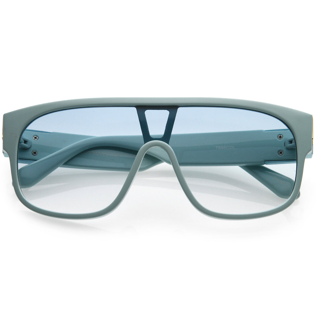 Sleek Oversize Color Tinted Square Lens Flat Top Shield Sunglasses D097