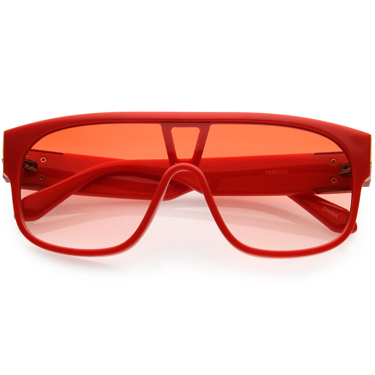 Sleek Oversize Color Tinted Square Lens Flat Top Shield Sunglasses D097