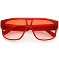 Sleek Oversize Color Tinted Square Lens Flat Top Shield Sunglasses D097