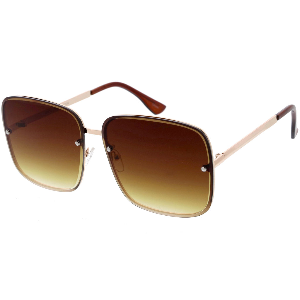 Luxe Chic Rimless Gradient Lens Square Oversize Sunglasses  D103