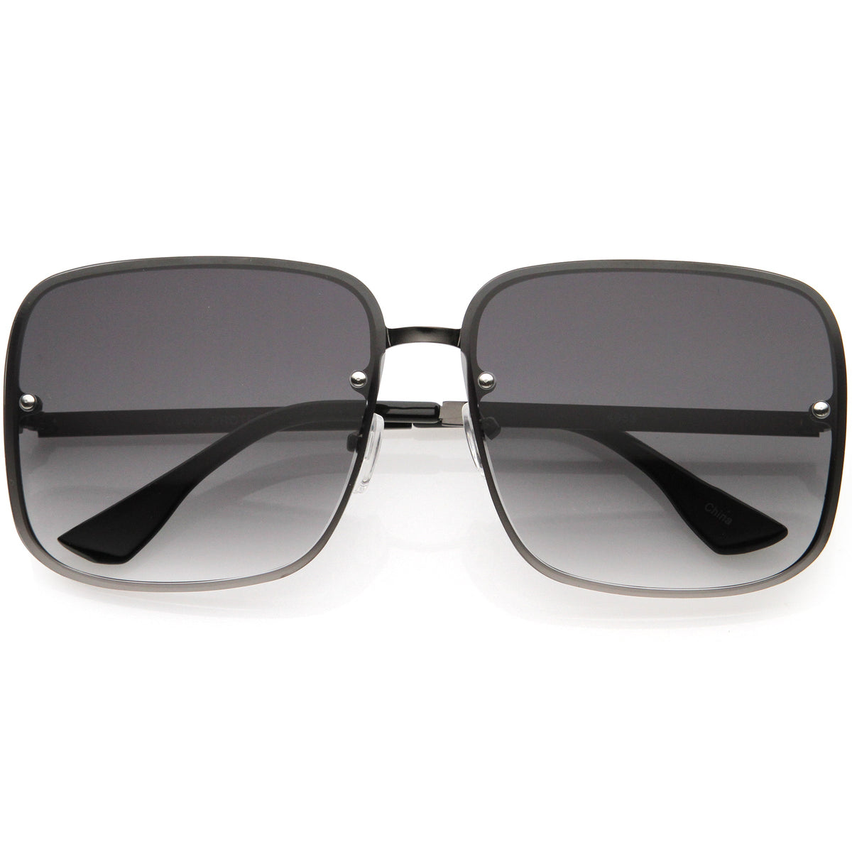 Luxe Chic Rimless Gradient Lens Square Oversize Sunglasses  D103