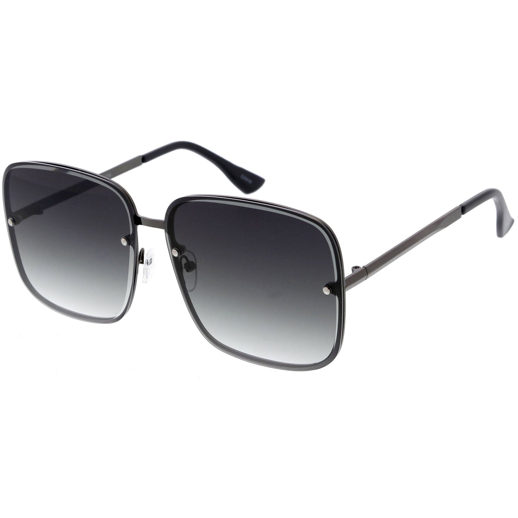 Luxe Chic Rimless Gradient Lens Square Oversize Sunglasses  D103